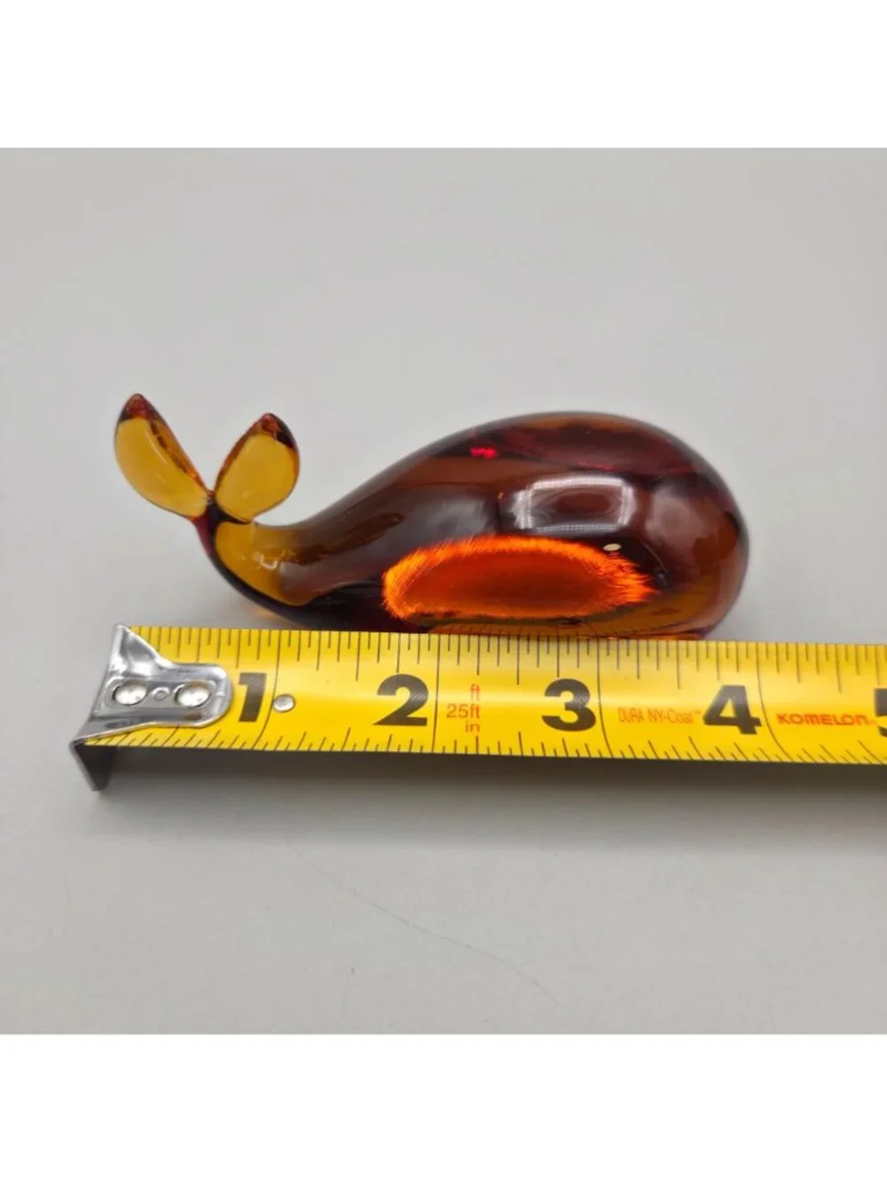 Pilgrim Handblown Glass Whale Figurine Amber Color Decorative Collectible 1950s